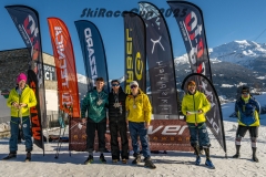 Il podio juniores maschile in slalom gigante